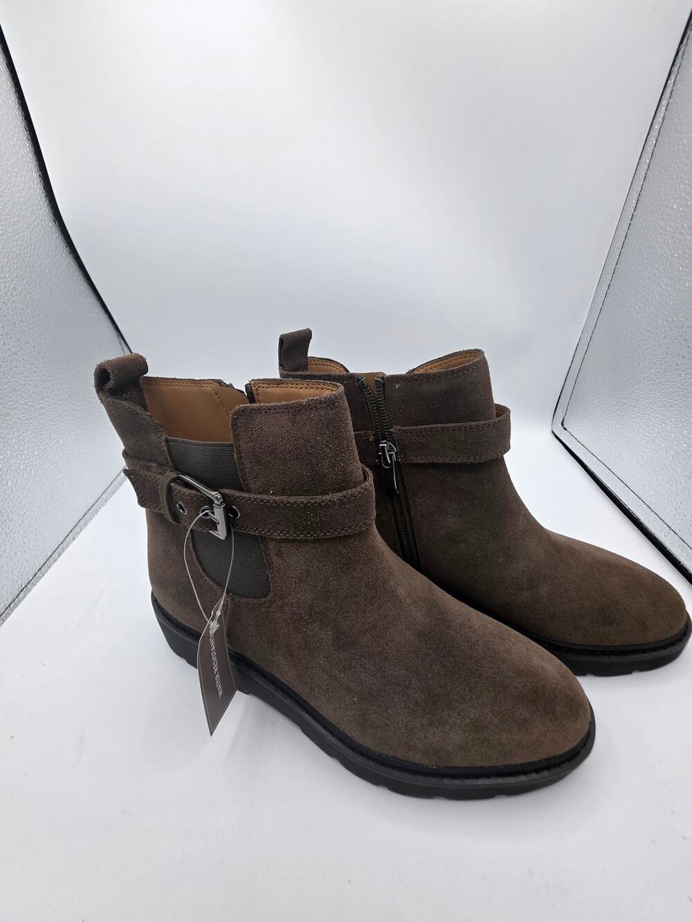NEW!!  Women's Franco Sarto Suede Side Buckle Ankle Boots Olive Green Size 6